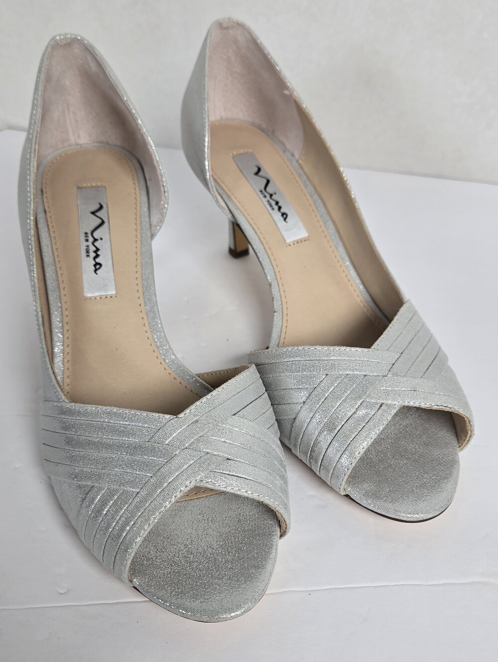 NINA New York - Womens Silver D'Orsay Contesa Pumps Heels 8M